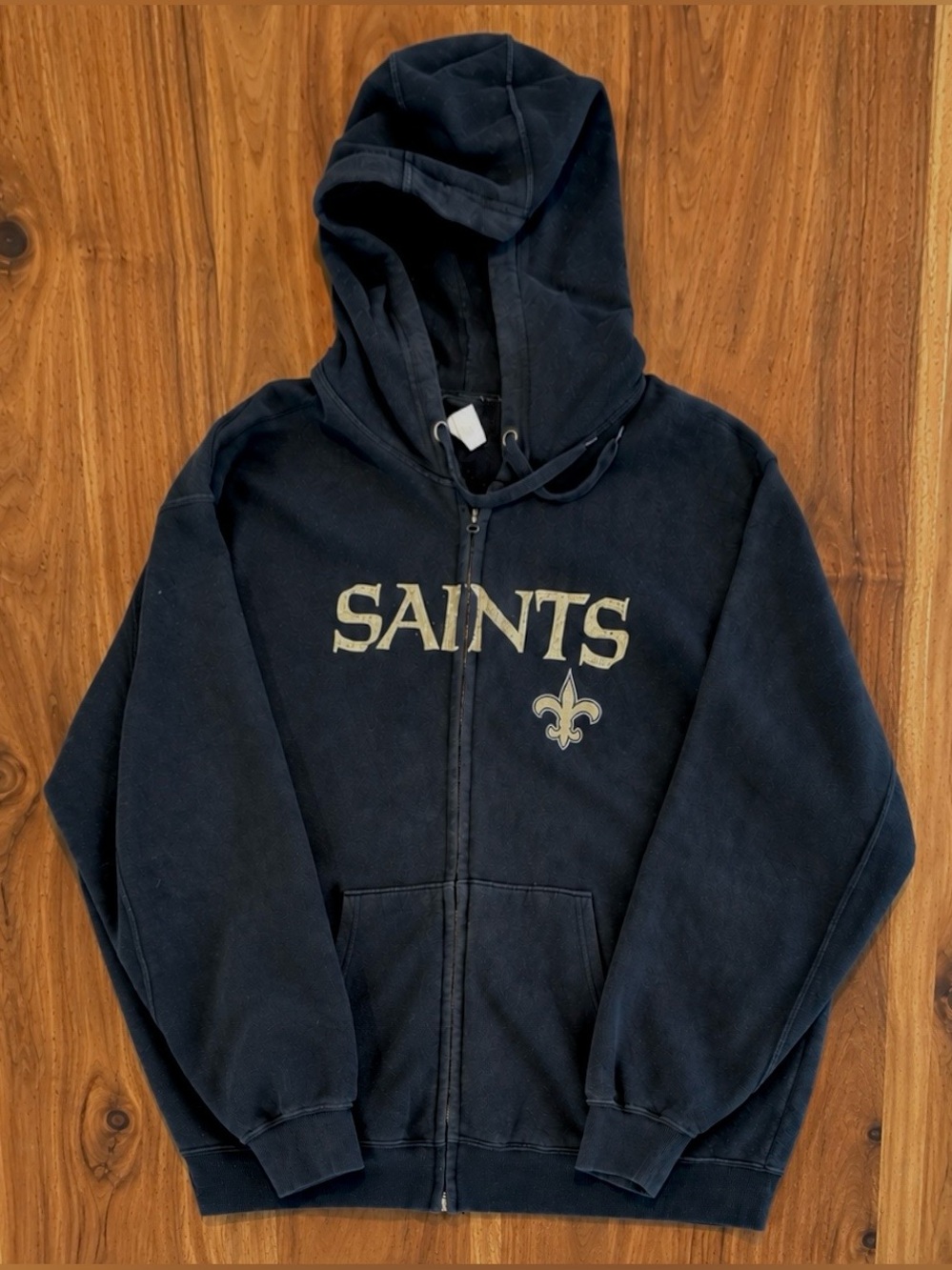 New Orleans Saints NFL Team Apparel Full Zip Hoodie Black Gold 2XL